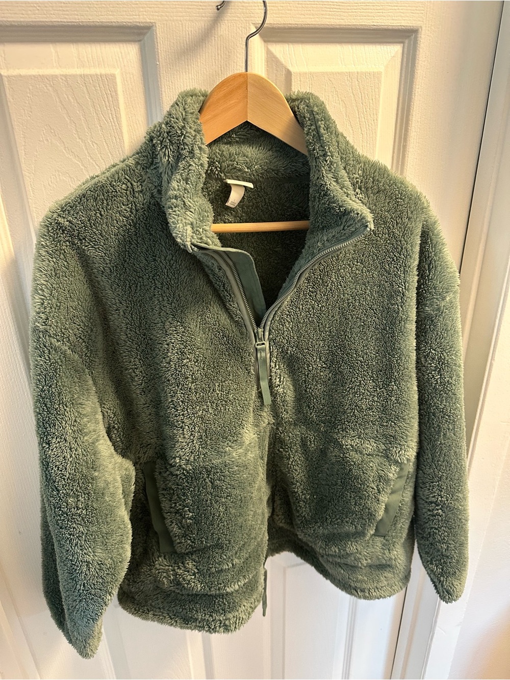all in motion Plush Sherpa sweater in Sage Green